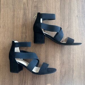 Liz Claiborne Black Strappy Block Heels